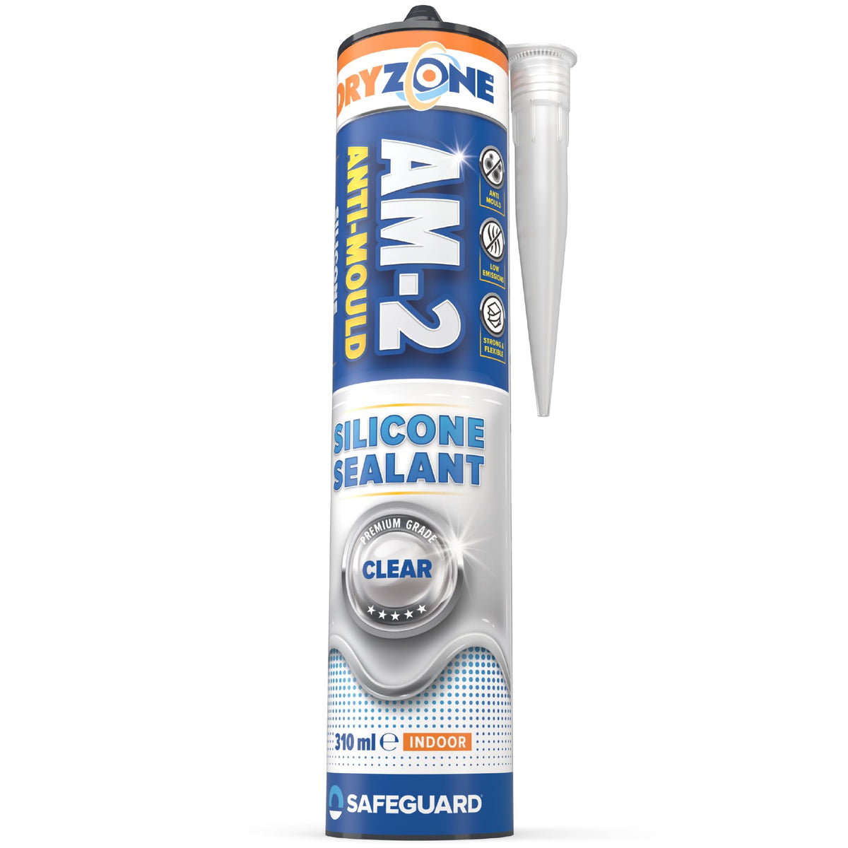 Dryzone Silicone Sealant White Anti Mould 310ml - Premium Sanitary-Grade