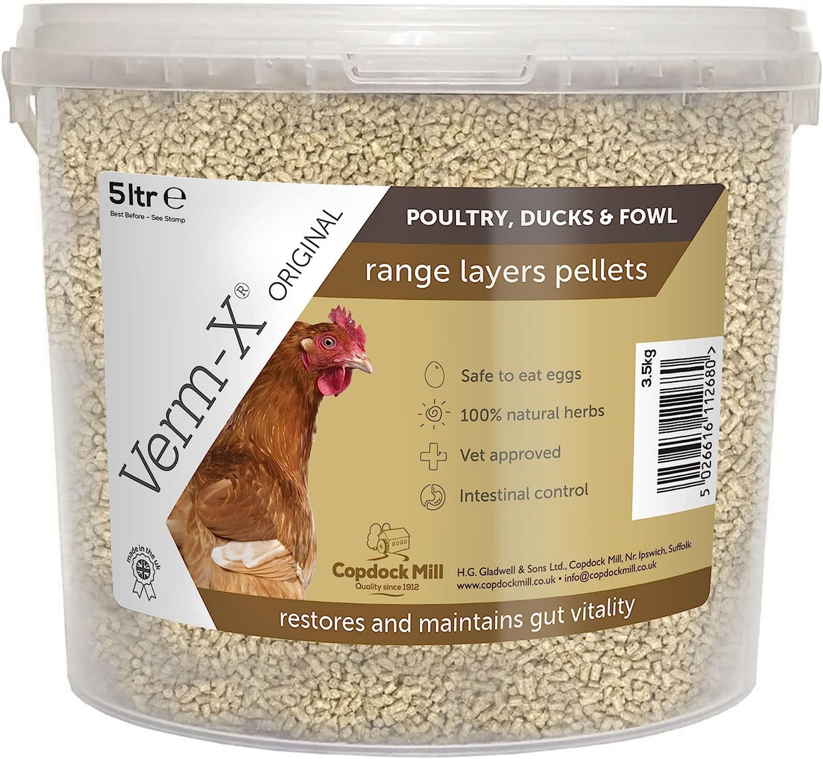 Copdock Mill Range Layers Pellets with Verm-X Chicken Feed 20kg