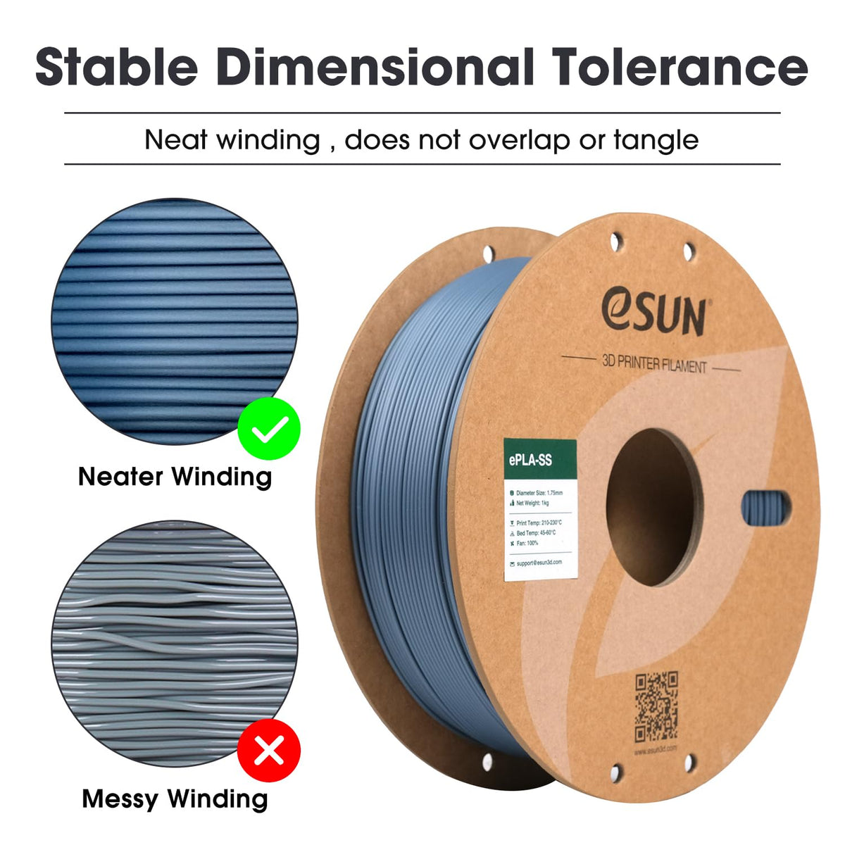 eSUN PLA Filament 1.75mm, PLA Basic Dimensional Accuracy +/- 0.05mm, 1KG Spool (2.2 LBS) Speedy Filament for 3D Printers,Black