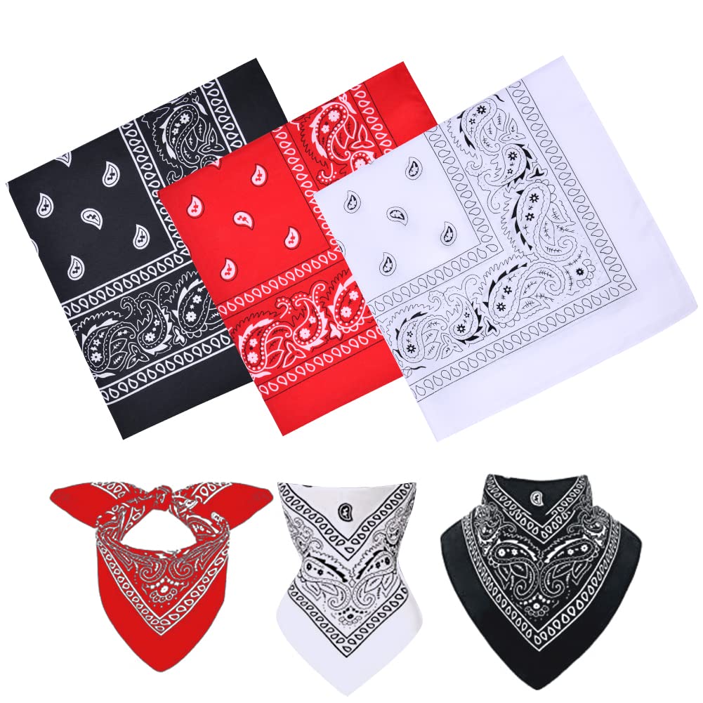 Aomig Bandana Head Scarf for Men and Women, Stylish Cowboy Headband Handkerchief, Multi-purpose Hair Scarf Paisley Print Unisex Headwraps, Bib Party Face Covering Headwear for Motorcycling