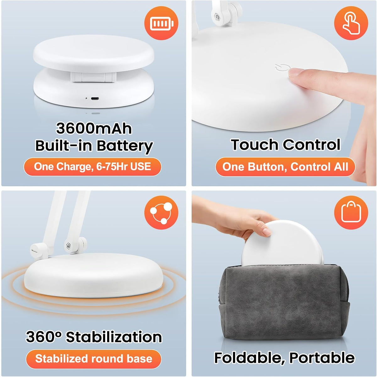 One Fire Rechargeable lamp, Portable Light, Reading Light,Long Battery Life