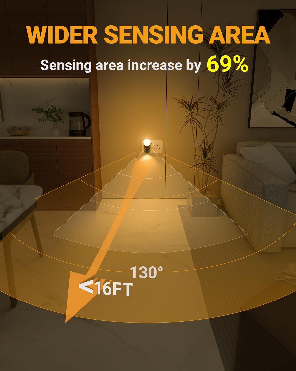 Lyridz Motion Sensor Lights Indoor with Up-and-Down Glowing, Dimmable Night Light Plug in Wall Warm White, [1 Pack] Movement Sensor Light Auto 60s/120s Off for Hallway, Bathroom, Stairway, Corridor