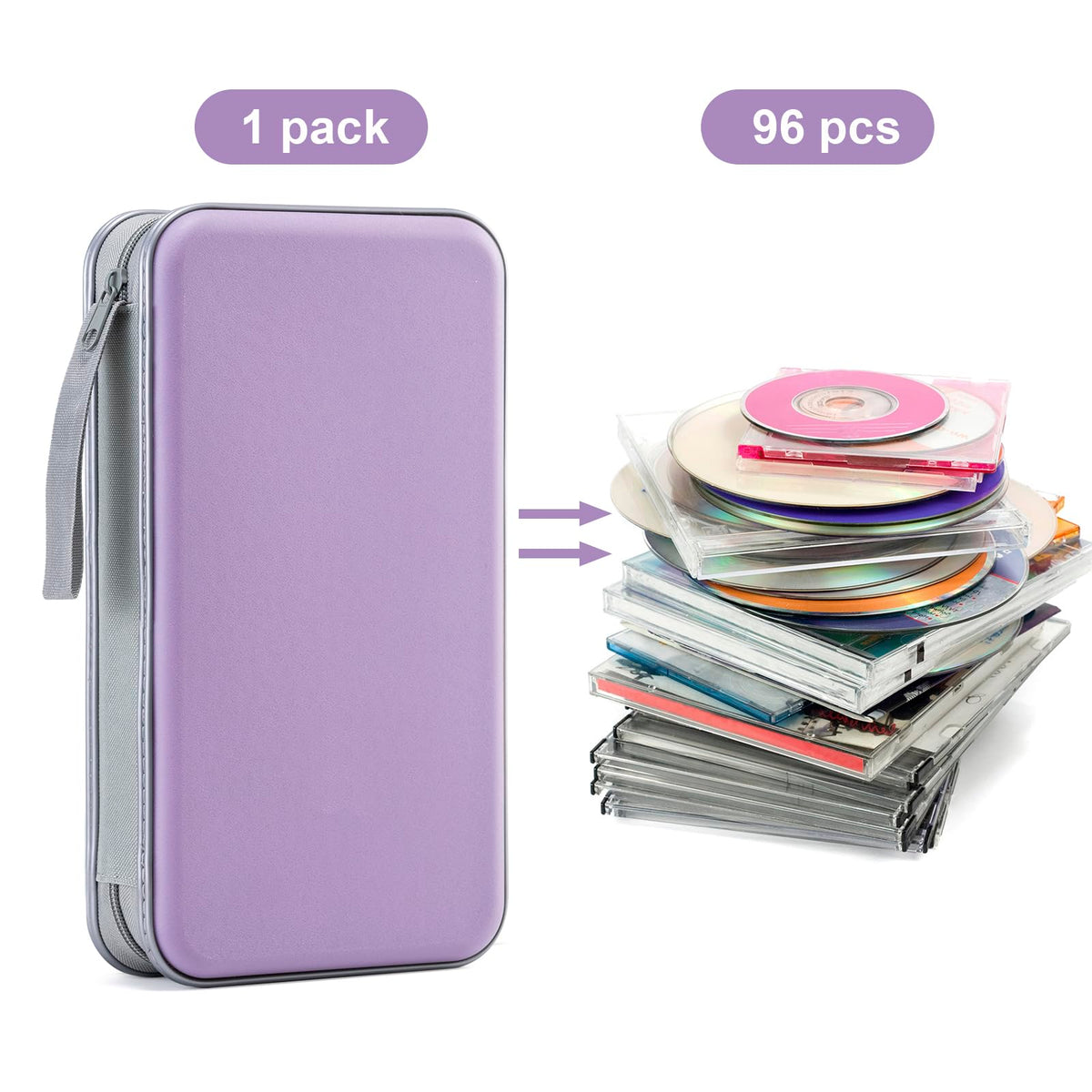 LIOVODE DVD Case, 96 Capacity CD Case Holder Organizer Disc Wallet for Car