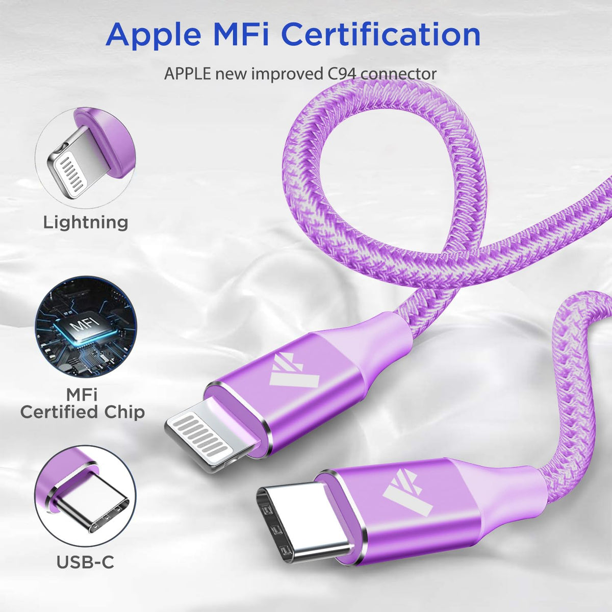 Aioneus USB C to Lightning Cable 2M [Apple MFi Certified] iPhone Fast Charger Cable USB-C Charging Lead Cord for iPhone14/13/12/12 PRO Max/12 Mini/11/11PRO/XS/Max/XR/X/8/8Plus/iPad