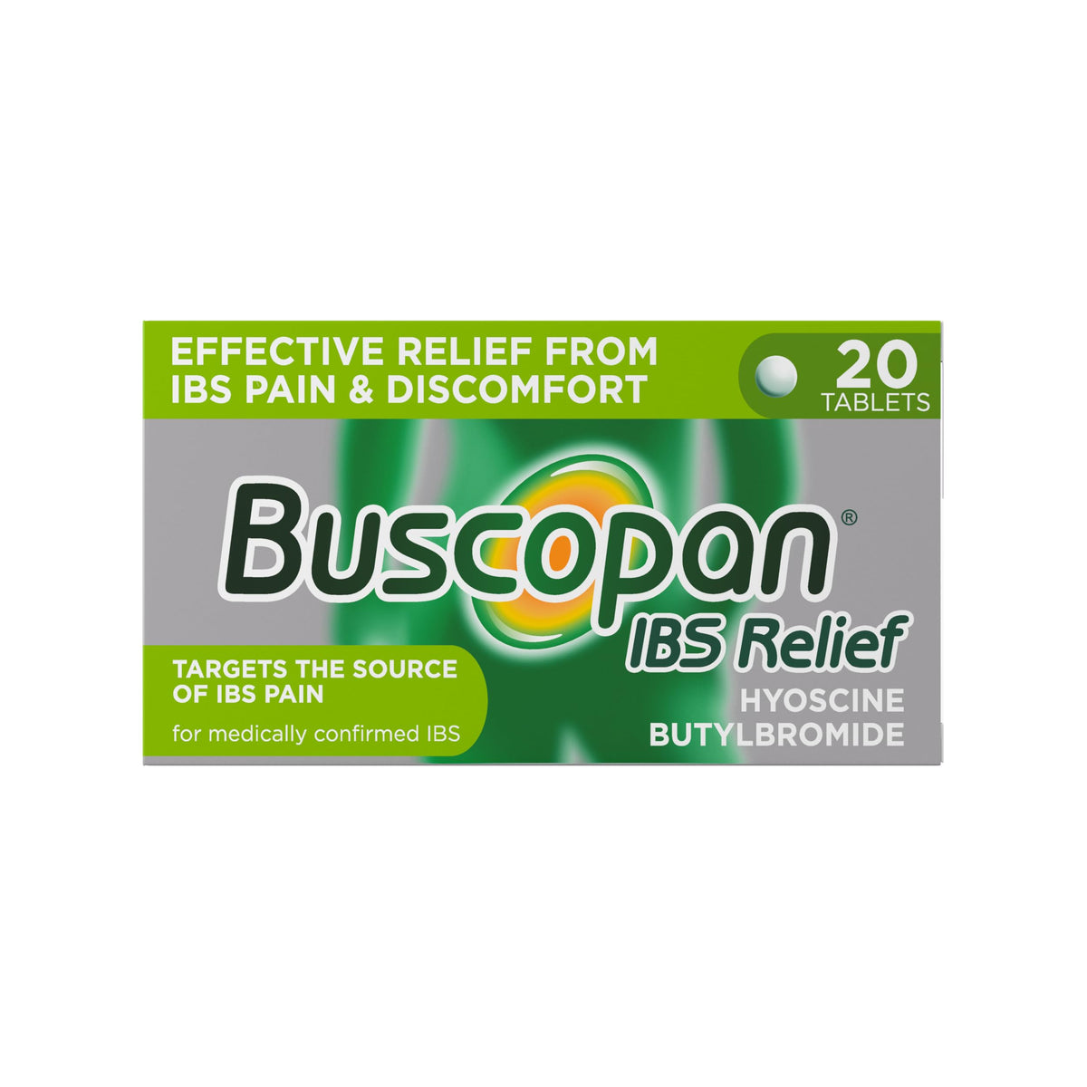 Buscopan, Targeted Belly Pain Relief, Starts to Work in 15 mins, 60 Tablets