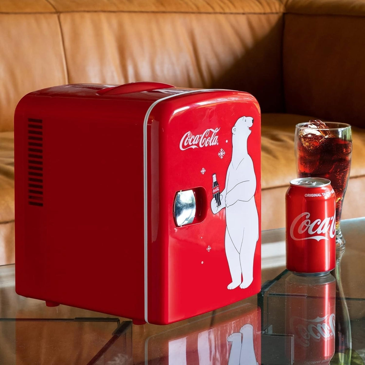 Mini Fridge For Bedrooms 4L Small Fridge 6 Can Table Top Quiet Mini Fridges For Skincare Office Food Drinks Kids Home Car & Travel 12v Portable Cooler Warmer Refrigerator by Coca-Cola, PB Red