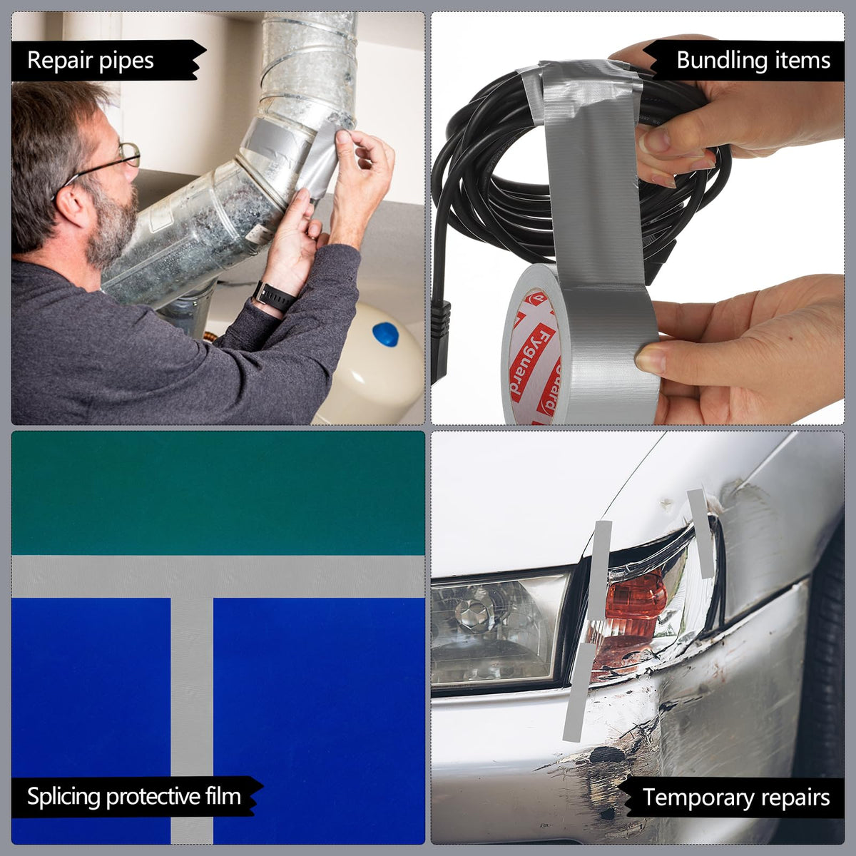 3 Rolls Duct Tape 48mm x 18m 8.5Mil, Silver Gaffer Tape 210μ