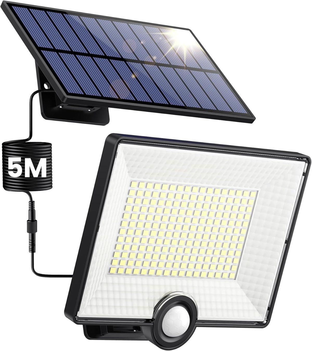 [2000LM Ultra-bright]Solar Lights Outdoor with Split Panel, 204LED Solar Security Lights with PIR Motion Sensor, 270°Wide Angle 3 Modes Solar Powered Garden Lights IP65 Wall Lights for Garden (4 Pack)