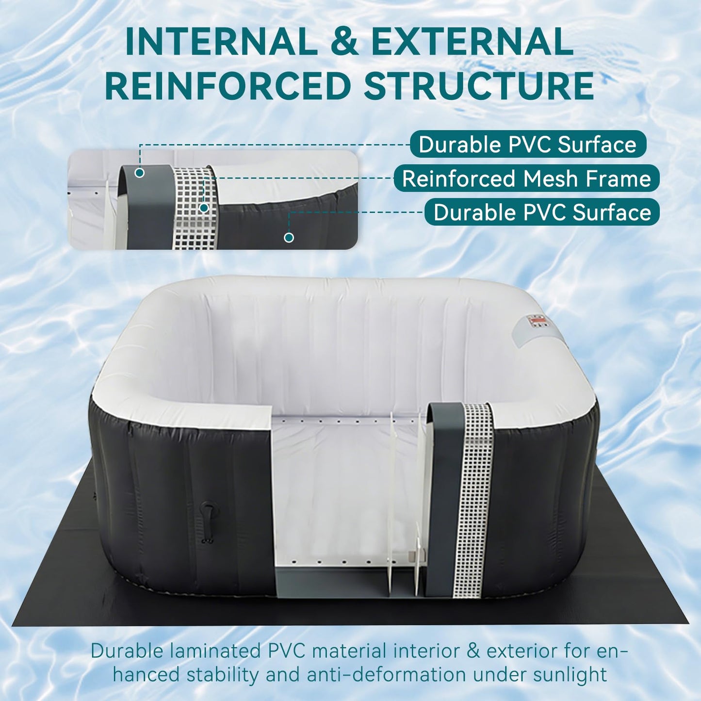 Inflatable Hot Tub 185X185CM, 60% More Energy Efficient, Portable Lazy Spa with 1800W Heater & 130 Air Jets Massage System, Fits Small Bathroom & Garden, Includes Insulated Cover & Filter