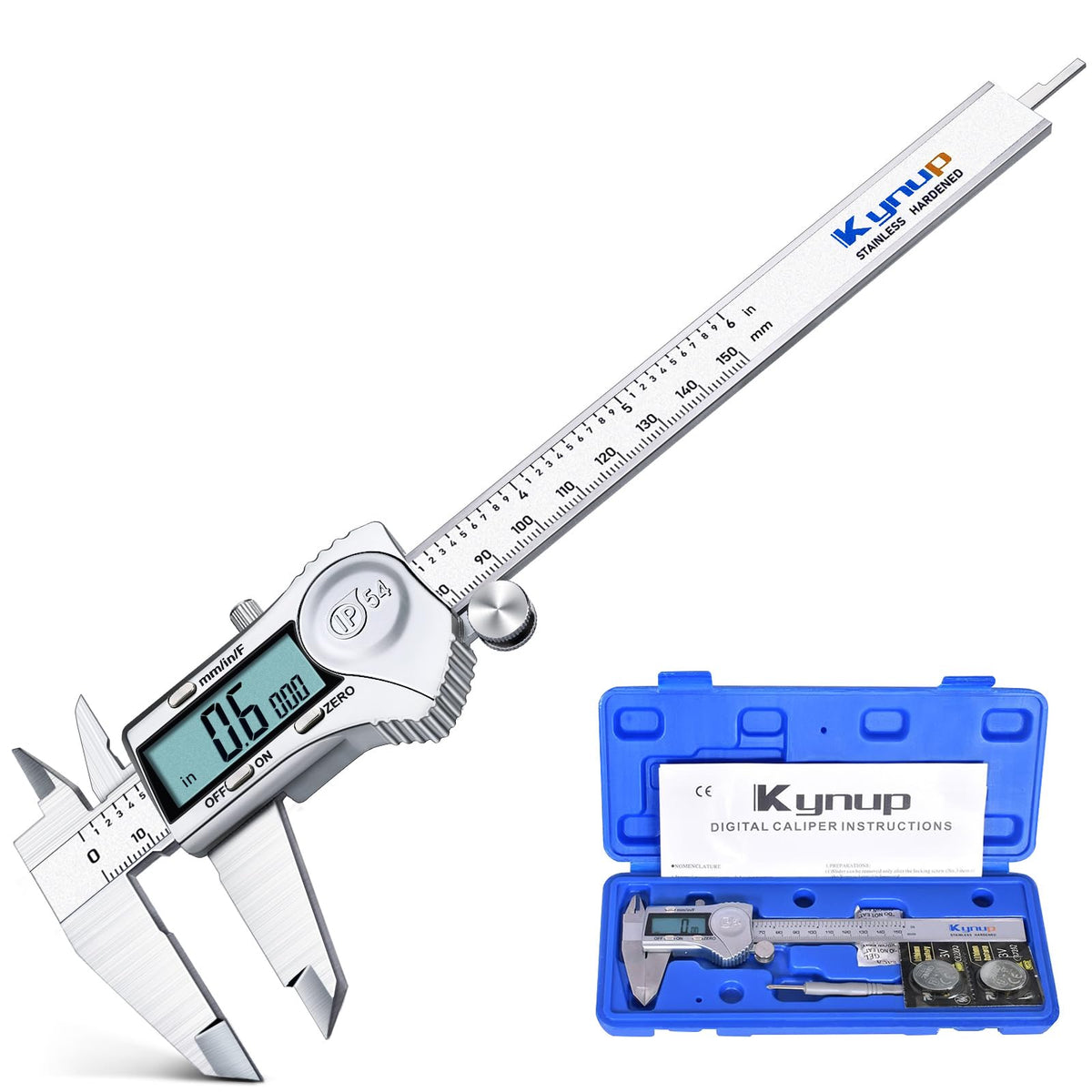 Kynup Digital Caliper 150mm, 6 inch Digital Vernier Caliper with LCD Screen
