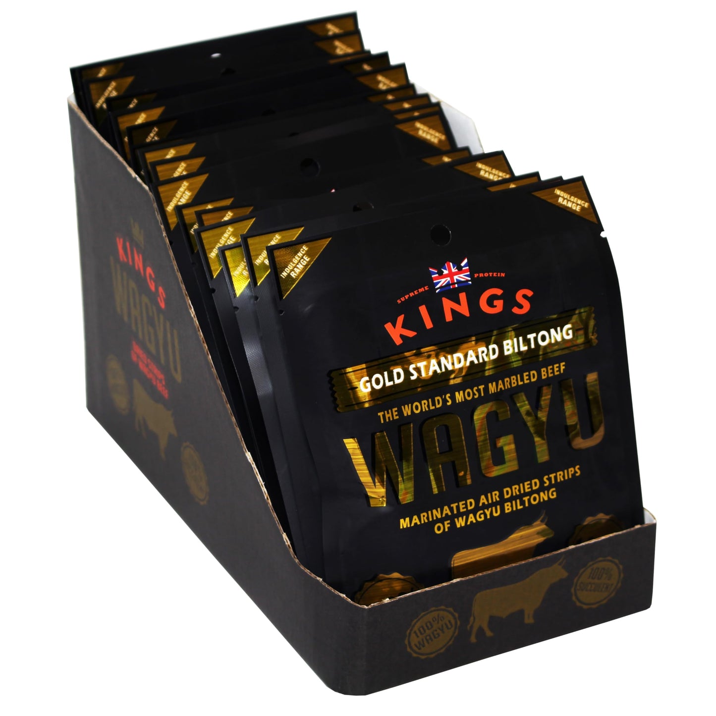 Kings - Wagyu Beef Jerky - Platinum Edition Indulgent Range - High Protein Meat Snack - Box of 12 x 25 g Packs