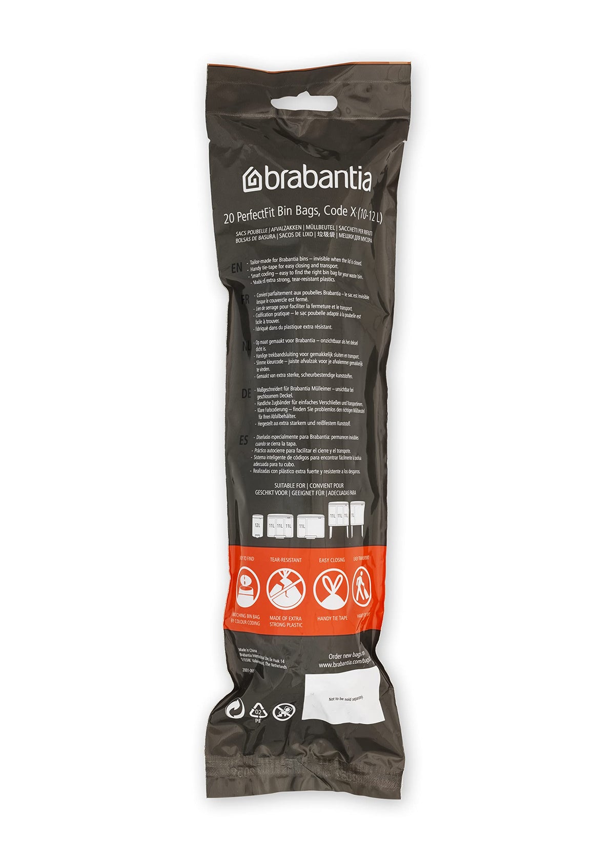Brabantia Heavy Duty Perfect Fit Bin Liners (5 Packs of 20) 10-12 Litre