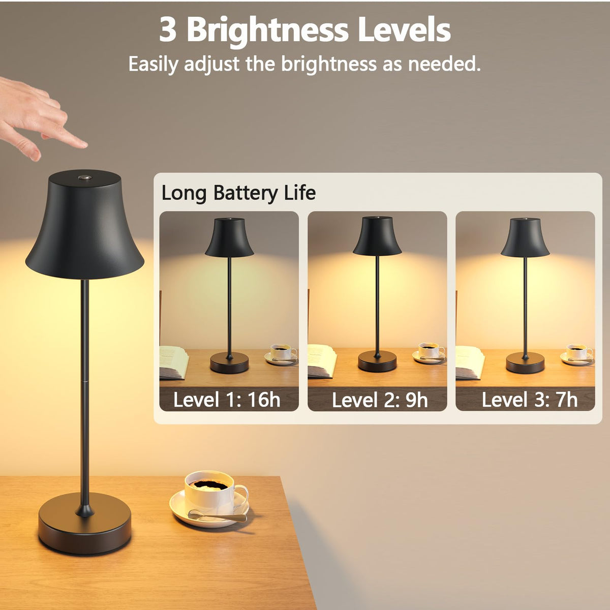 Rechargeable Table Lamp, Cordless Lamp for Outdoor & Indoor, 1 Pack