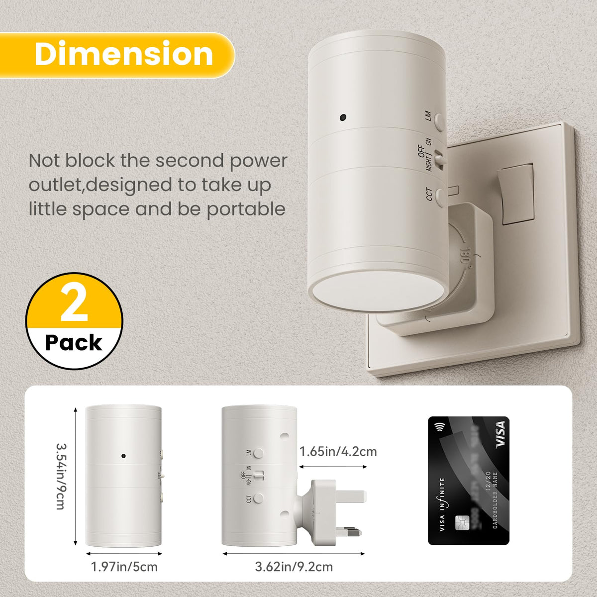 Fibrdoo Night Light Plug in, Dusk to Dawn Sensor Led Night Light Black