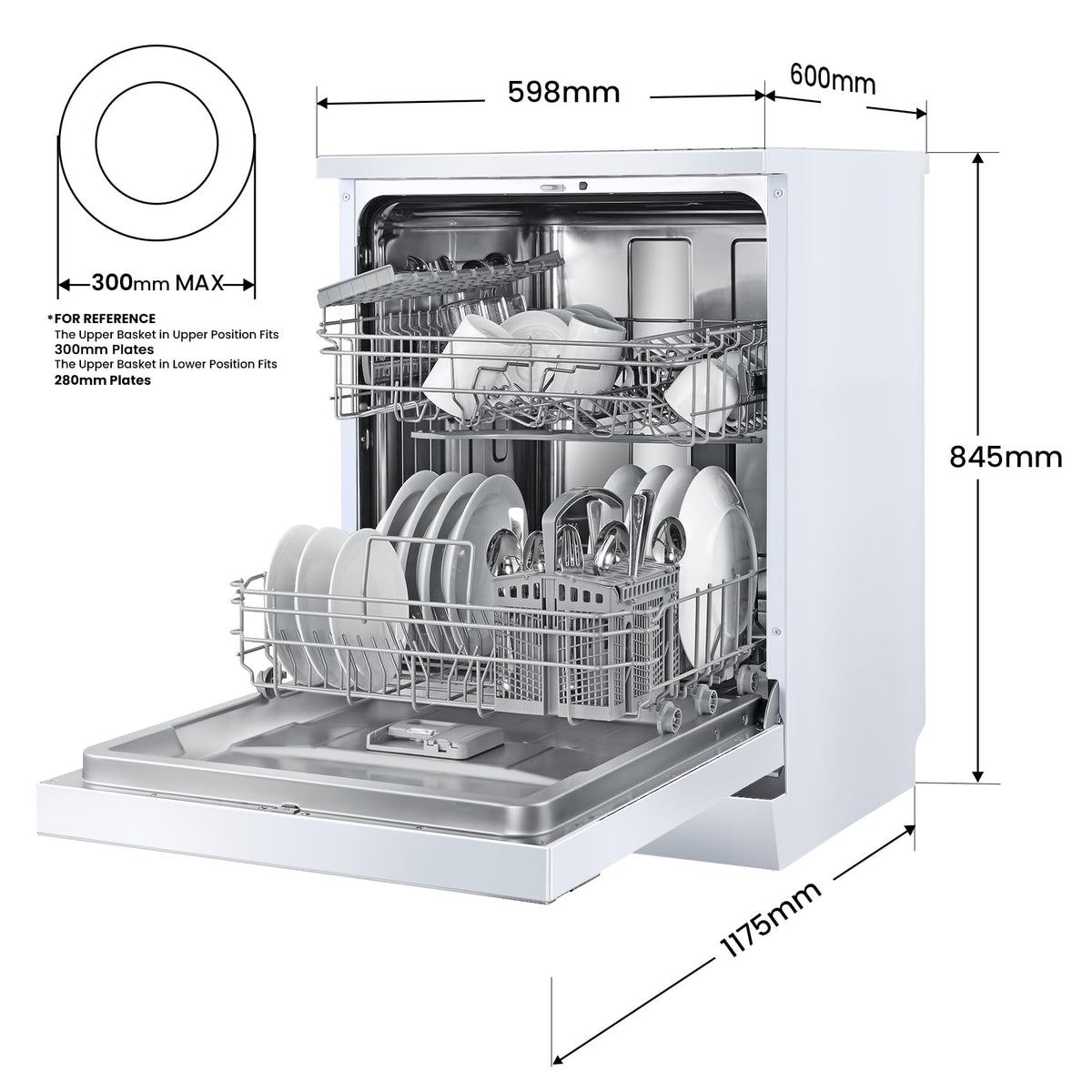 COMFEE' Full Size Freestanding Dishwasher, 14 Place Settings, Black