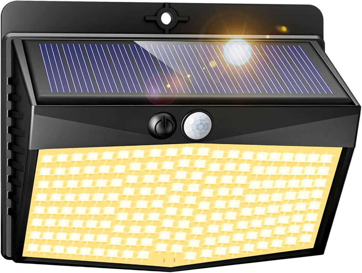 Peasur Solar Security Light Outdoor Motion Sensor, 168 LED Waterproof Solar Wall Light with 3 Modes, PIR Outdoor Sensor Light for Fence, Front Door, Garden, Garage, 1 Pack