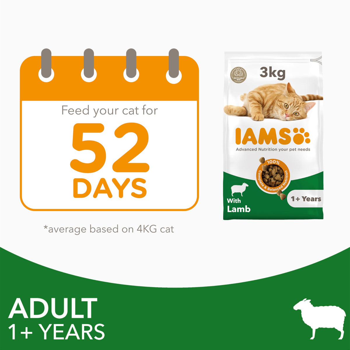 IAMS Adult Complete Dry Cat Food Chicken 3kg - Supports Strong Immune System