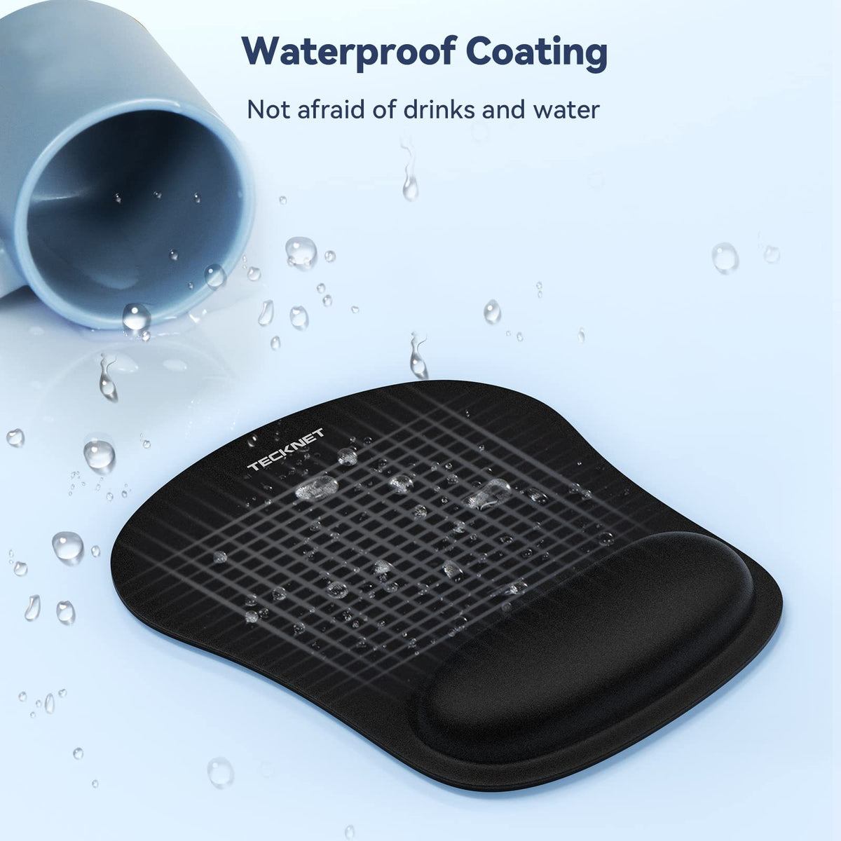 TECKNET 3 Packs Mouse Mat Wrist Support, Mouse Pad with Memory Foam Rest