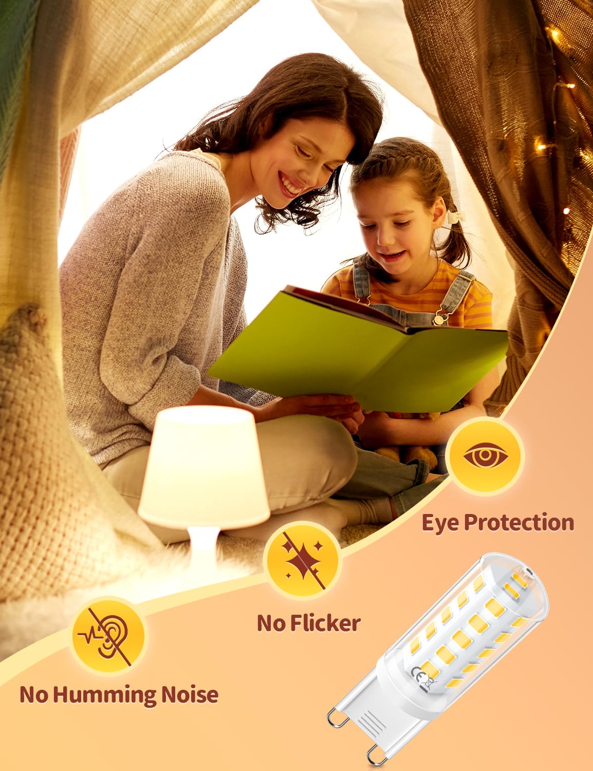 G9 LED Bulbs Cool White, 5W(45W Equivalent) 6000K, 500LM, Pack of 5