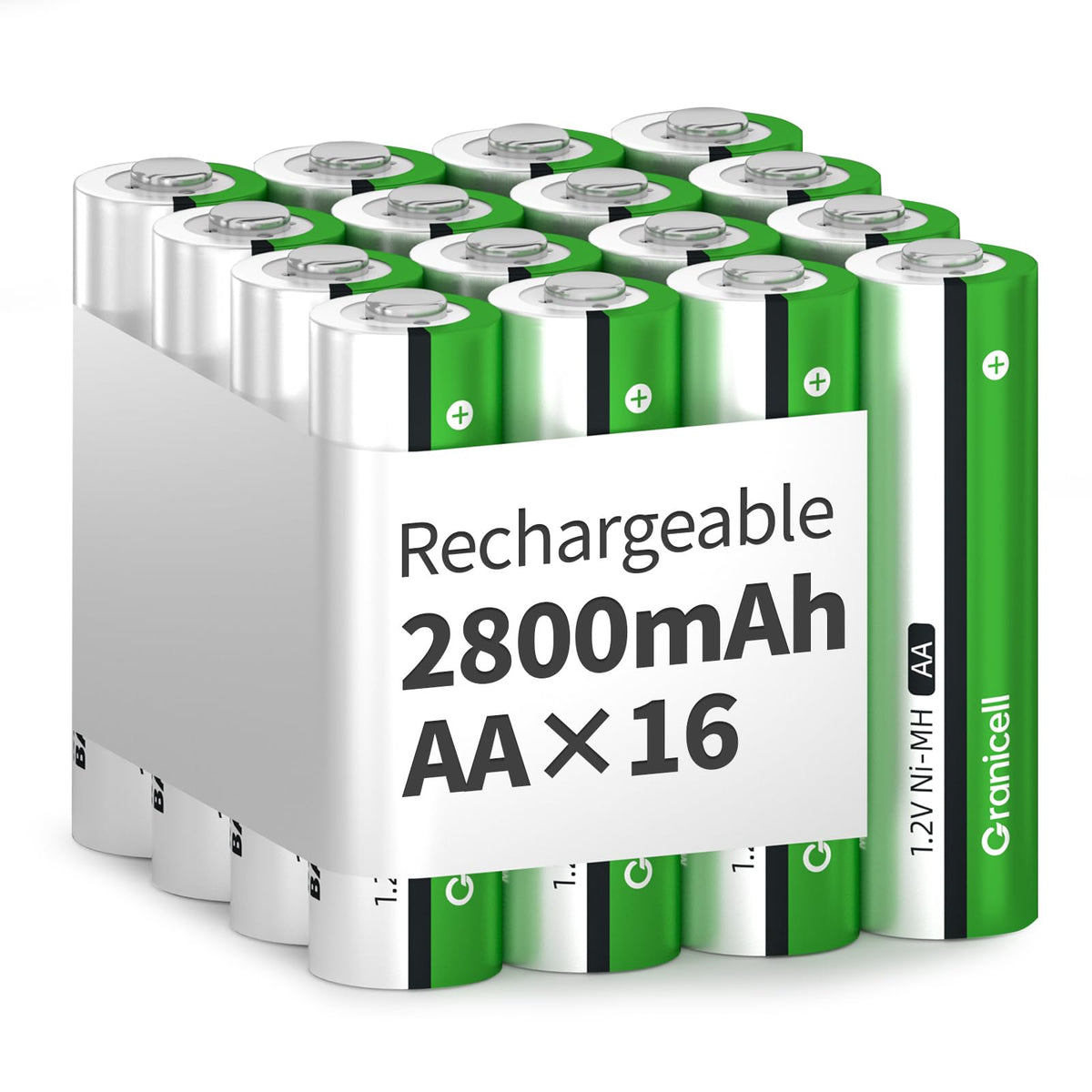 Granicell AAA Rechargeable Batteries (12 Pack), 1100mAh, 1.2V NiMH