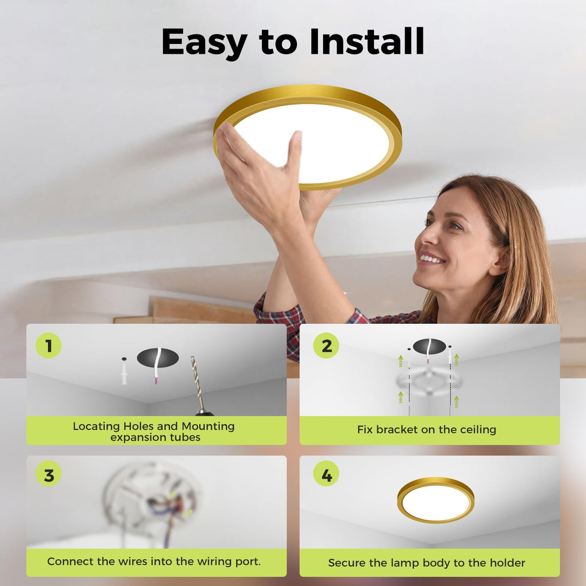 hepside 2 Pack Bathroom Ceiling Light 30cm, 3000K/3500K/4000K/5000K/6500K 5CCT LED Ceiling Lights, 24W, Modern, Waterproof, Round Flush Mount for Bathroom, Kitchen, Bedroom, Hallway