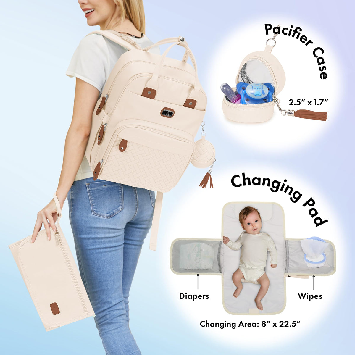 Dikaslon Baby Changing Bags Backpack, Large Baby Bag, 19 Pockets, Outdoors