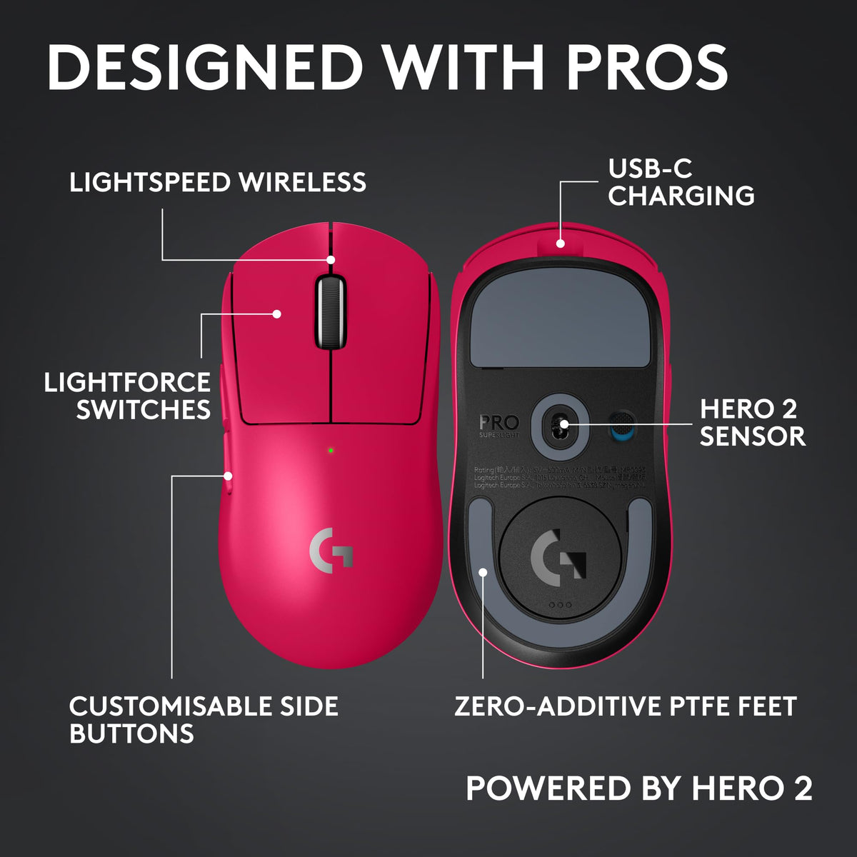 Logitech G PRO X SUPERLIGHT 2 SE Wireless Gaming Mouse, 60 g pro-grade mouse with 5 programmable buttons, 44K DPI sensor, 888+ IPS, 1 kHz report rate, USB-C charging for PC/Mac - Black