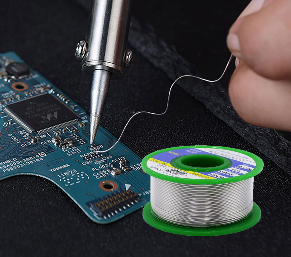 Solder Wire Net 50g 0.8mm Soldering Wire Lead Free Sn99.3 Cu0.7 with Rosin Core for Electronic Electrical Soldering Components Repair and DIY(50g)
