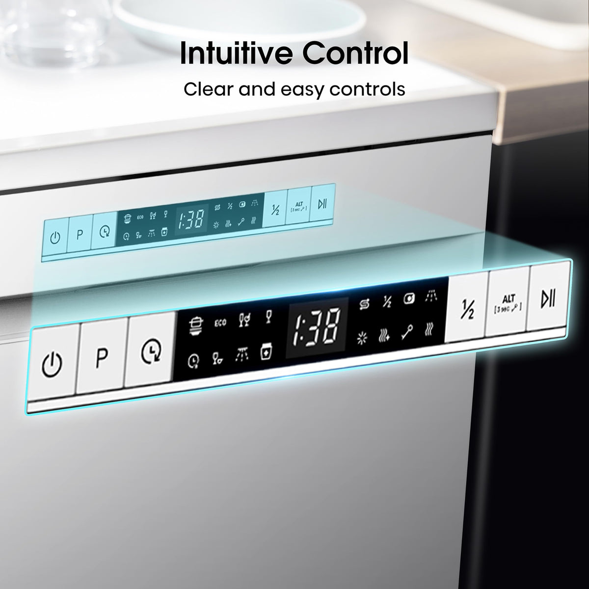 Hisense HS523E15WUK Slimline 10 Places Free Standing Dishwasher White with 30 Minutes Quick Wash [Energy Class E]