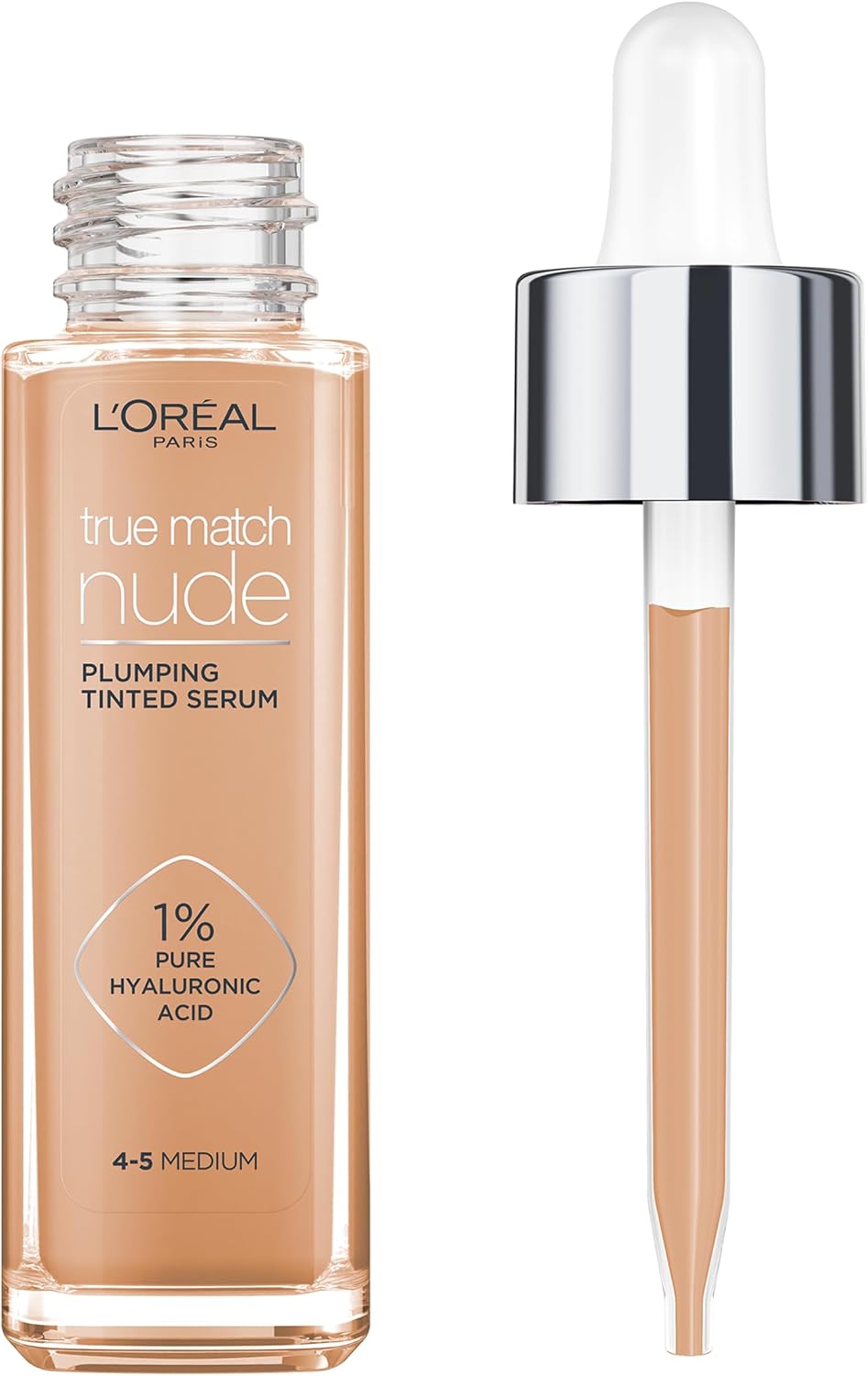 L'Oréal Paris Nude Plumping Tinted Serum with Hyaluronic Acid, Shade 4-5