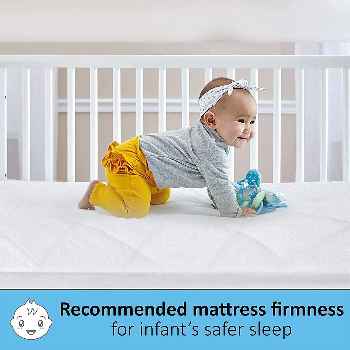 Travel Cot Mattress 95 x 65 x 7.5 cm – Fits Red Kite, Hauck, Graco – Quilted Breathable & Anti-Allergenic Polycotton Cover – Firm Foam Support, Removable Cover – UK Made