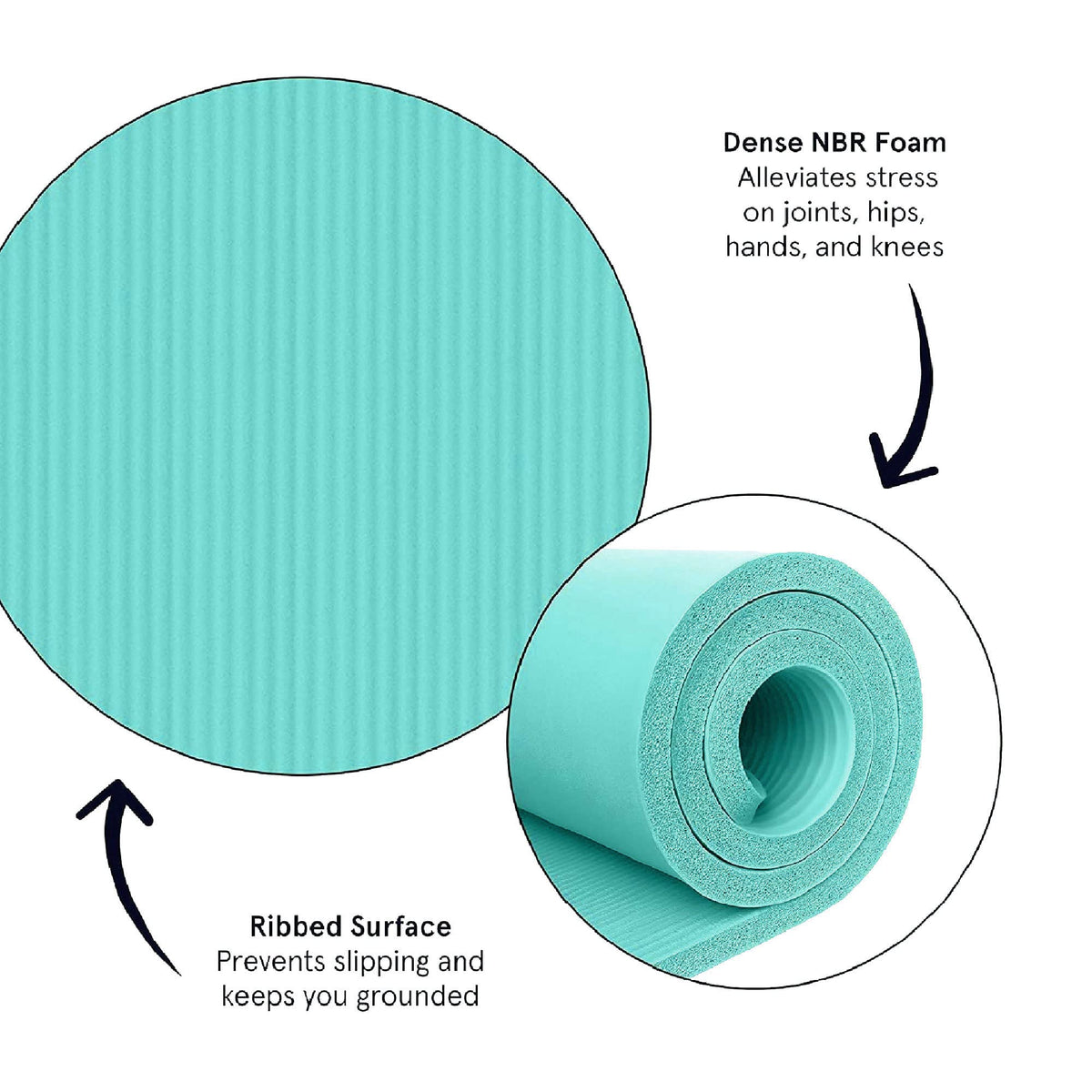 OZE SPORTS Yoga Mat, NBR Foam, Extra Thick, Non-Slip, High Density, Large, for Pilates, Gymnastics, HiiT and Fitness, with Free Carry Strap