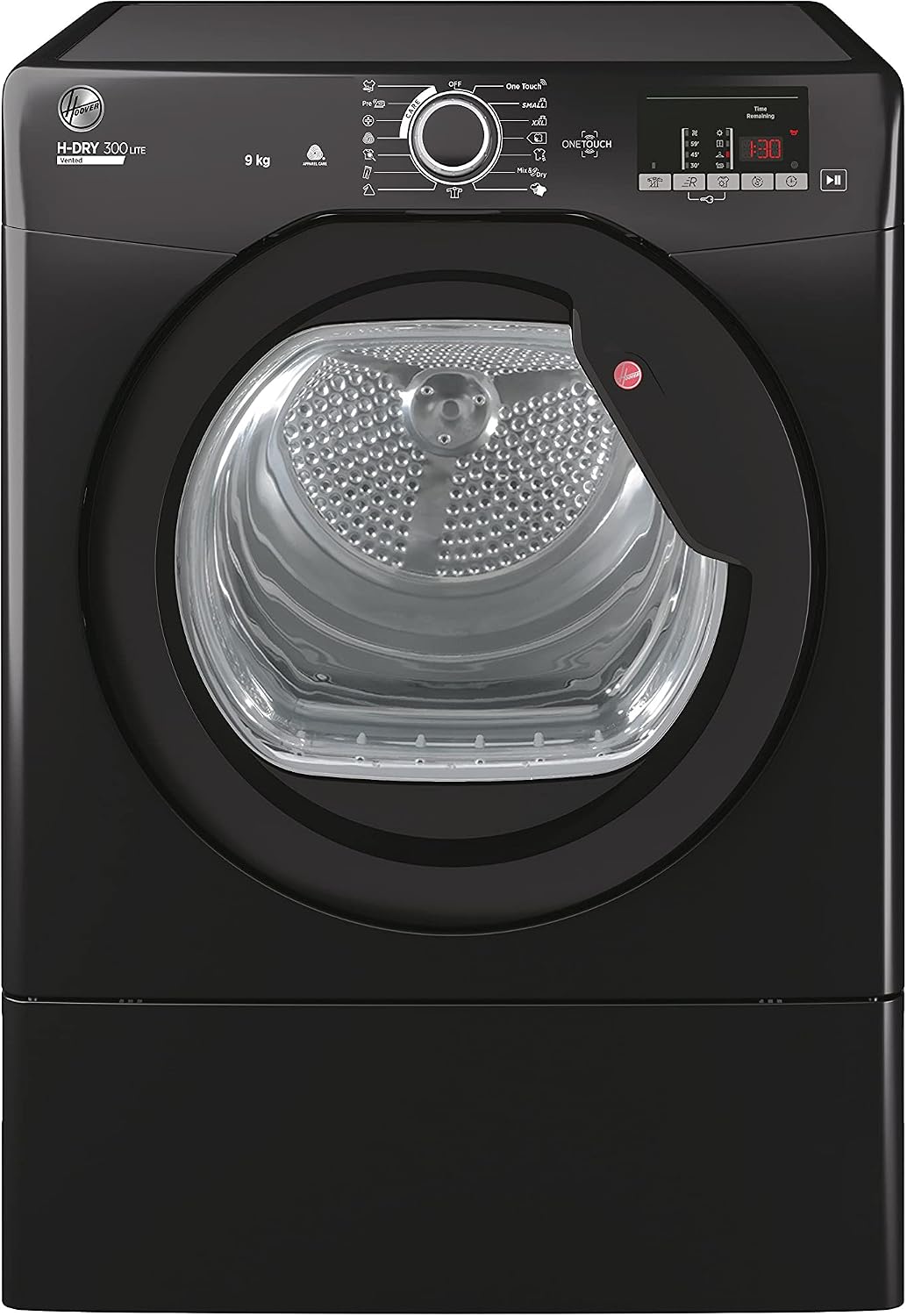 Hoover H-DRY 300 LITE Vented Tumble Dryer, 9kg, Black, C Class