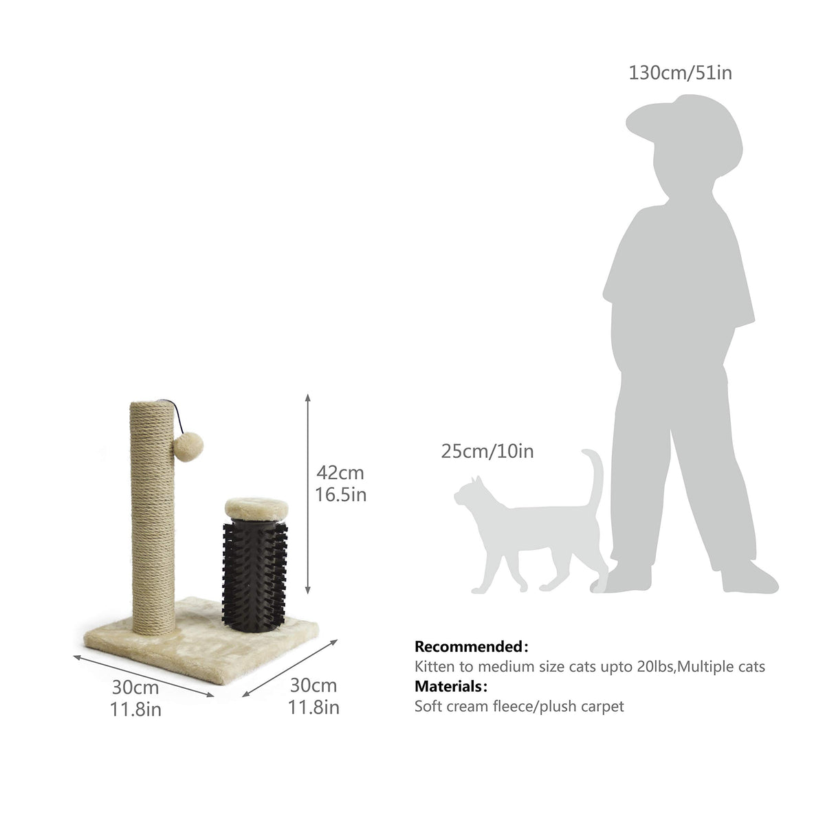 Amazon Basics Cat Scratching Post for Indoor Cats, Standard with Dangling Toy, 80 cm, Grey