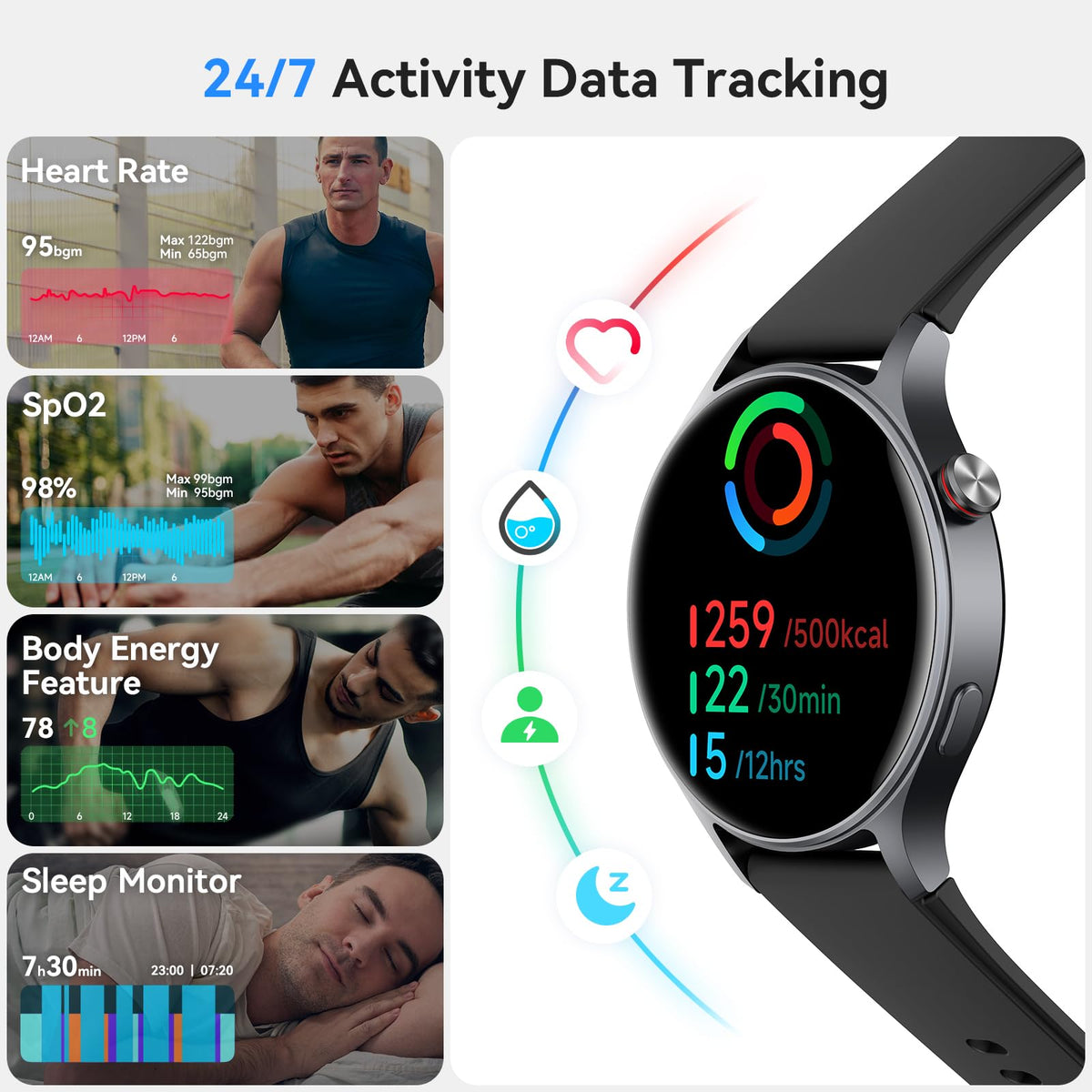 Smart Watch for Women, Answer/Make Call, 1.32'' AMOLED Ultra-Clear Screen Fitness Trackers with Heart Rate/Sleep/SpO2 Monitor, Smartwatch for iPhone/Samsung/Android, 110+ Sport Modes, 3ATM Waterproof