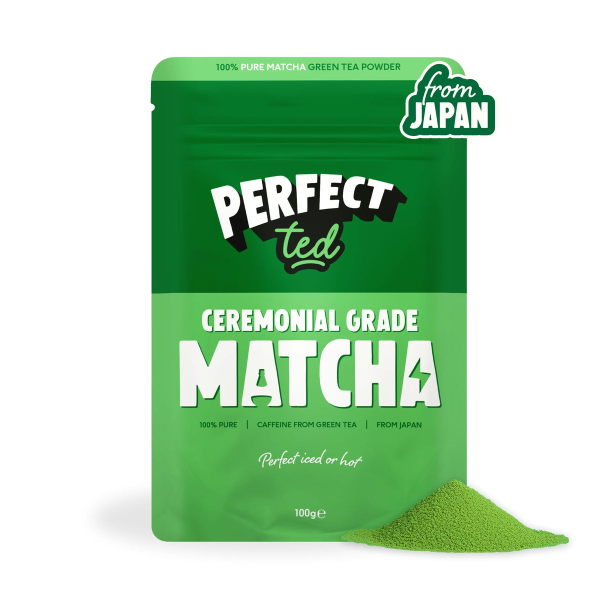 PerfectTed Matcha Powder | Organic Ceremonial Grade Japanese Matcha | 30g
