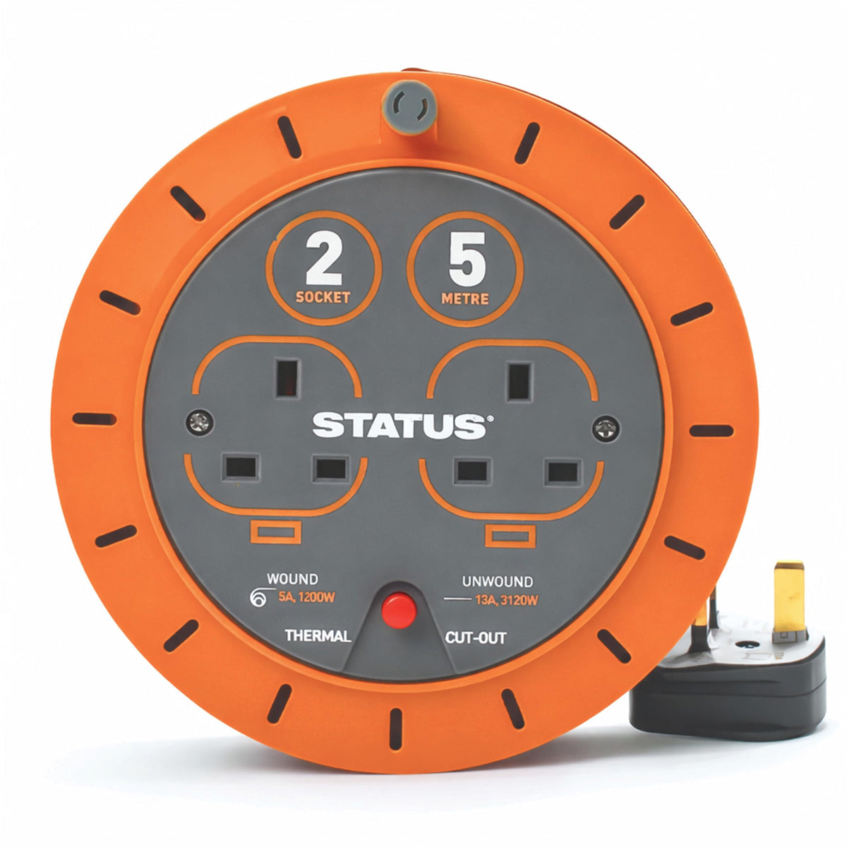 IONOS 2 Socket Cable Reel, 10m Outdoor Garden Extension Lead, DIY