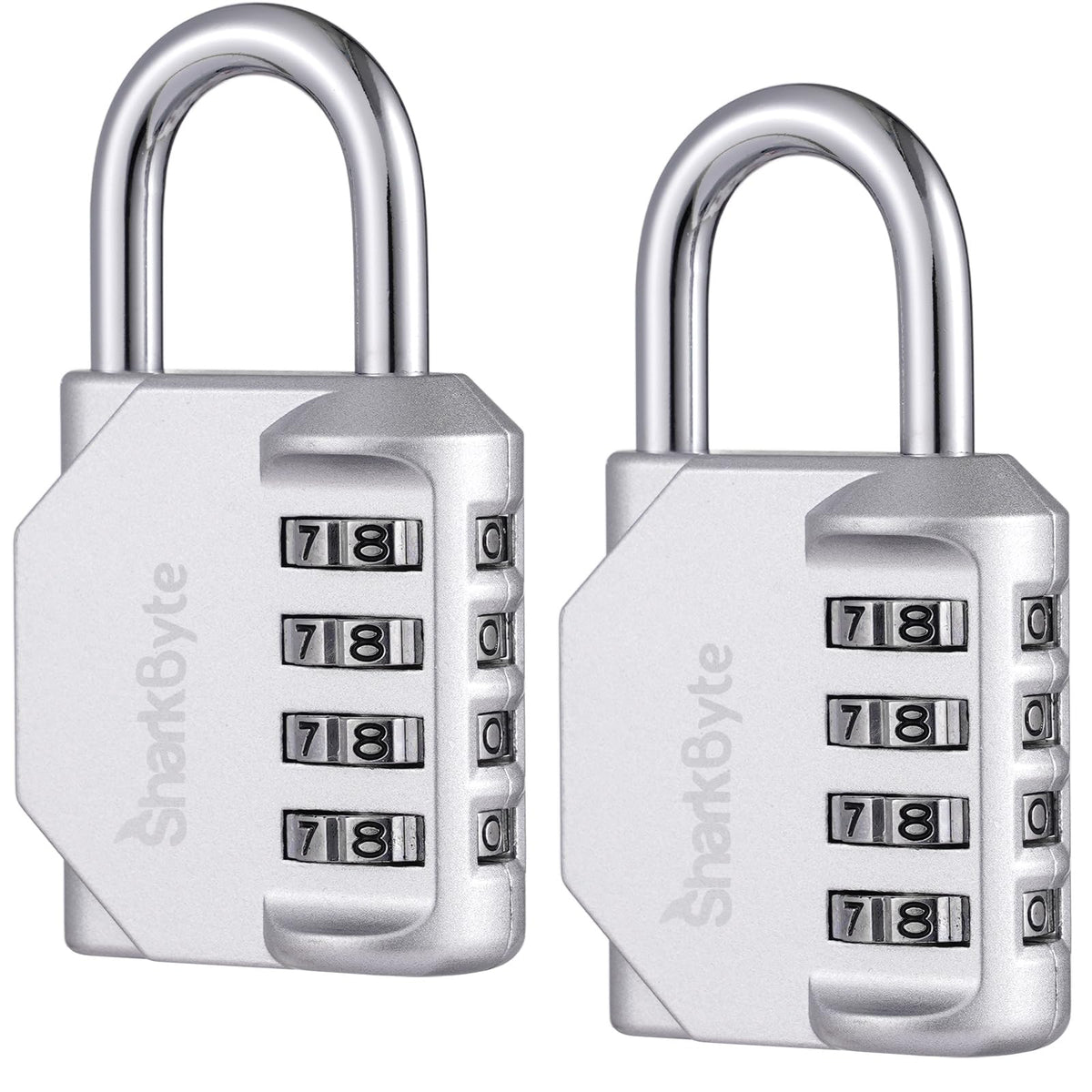 SharkByte Heavy Duty Combination Padlock – 4-Digit Weatherproof Outdoor Lock with Stainless Steel Shackle, Anti-Rust Resettable Code for Gym, School, Locker, Shed, Toolbox, Gate & Warehouse - Red