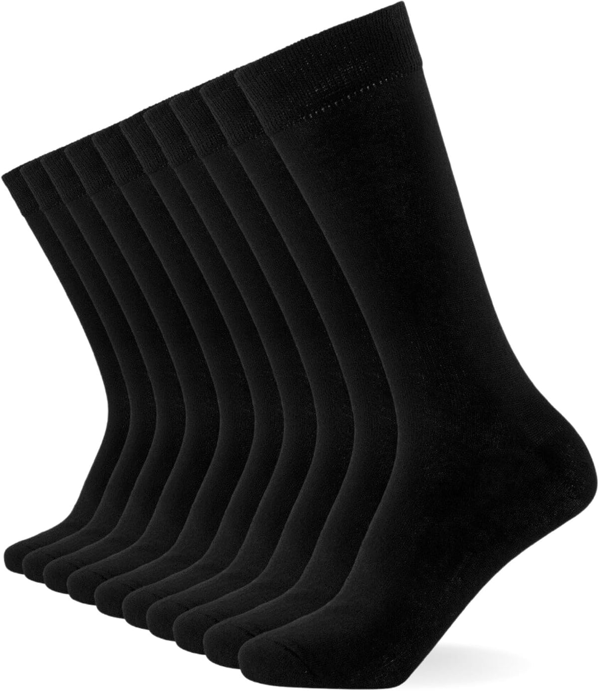 FM London 10-Pack Plain Mens Socks, Soft Cotton Rich Dress Socks Mens 6-11