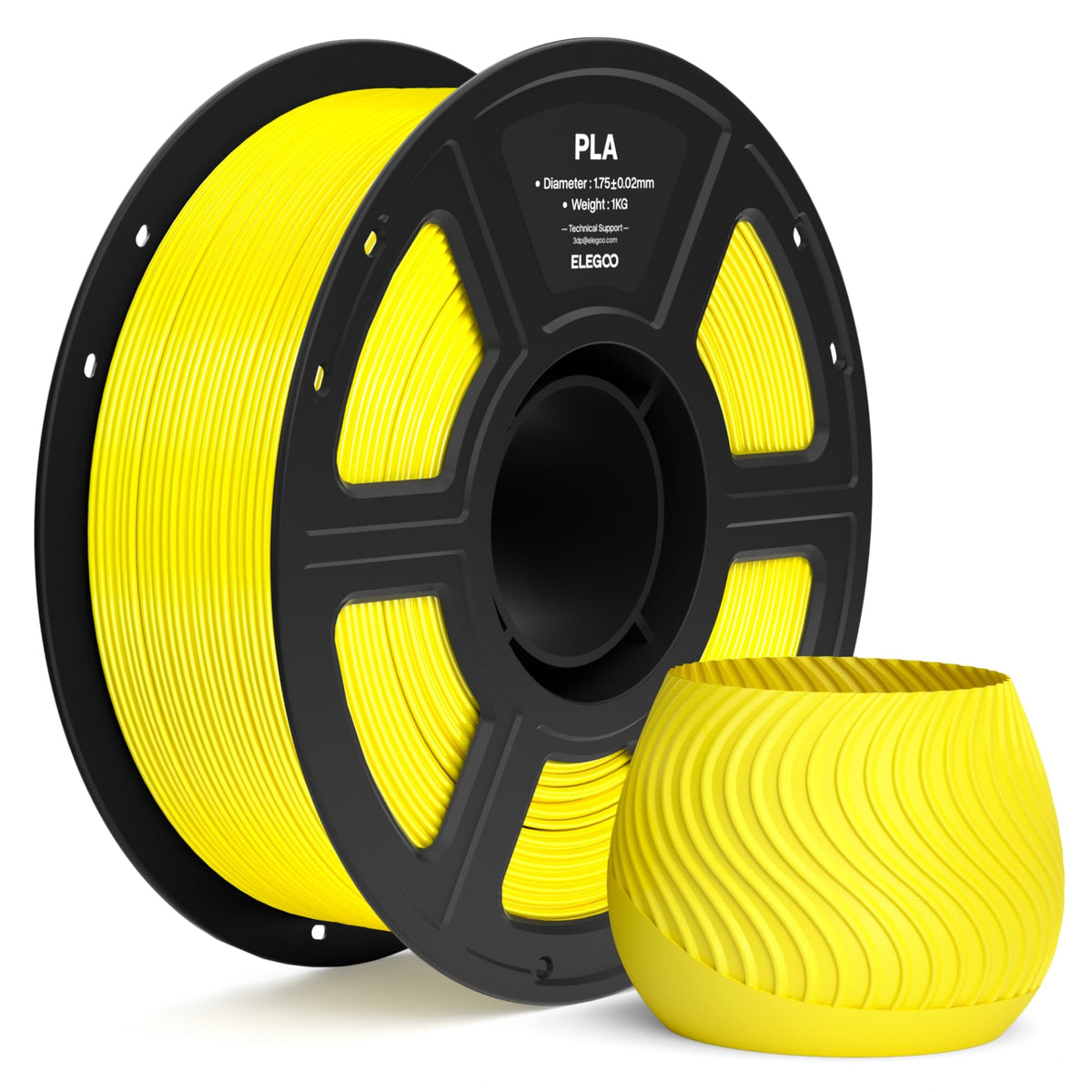 ELEGOO PLA 3D Printer Filament 1.75mm Black 1KG, Easy to Use, Durable