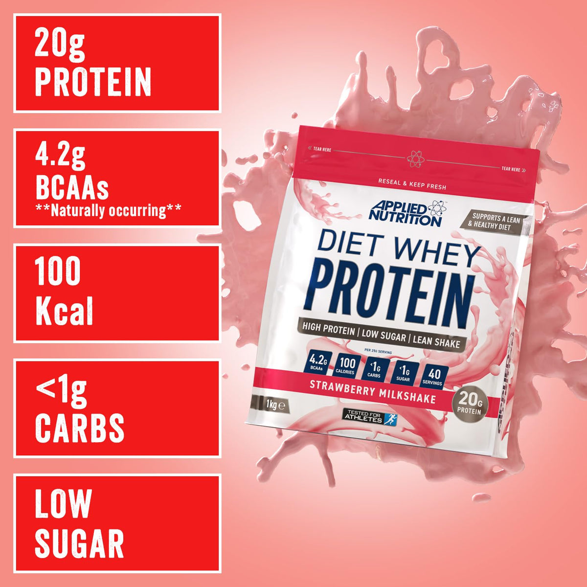 Applied Nutrition Diet Whey - High Protein Powder Supplement, Low Carb & Sugar, for Weight Management with CLA, L Carnitine, Green Tea (450g - 18 Servings) (Vanilla)