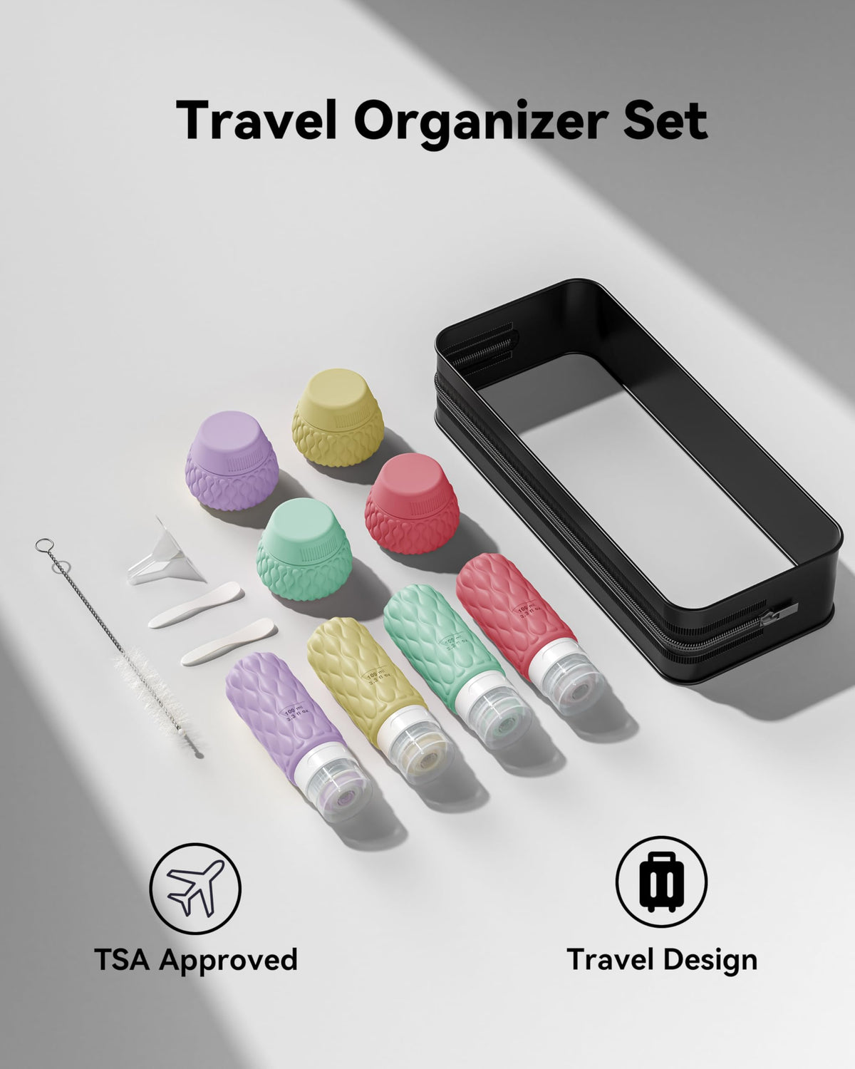 100ml Silicone Travel Bottles for Toiletries for Shampoo and Conditioner
