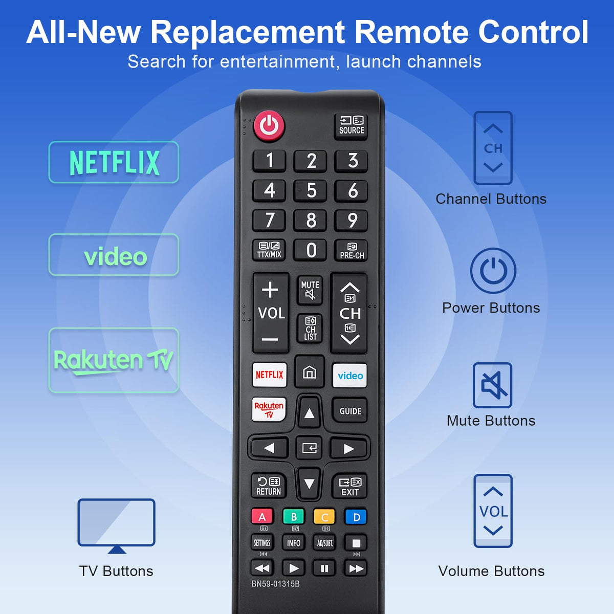 Universal for Samsung TV Remote Replacement【2 Pack】
