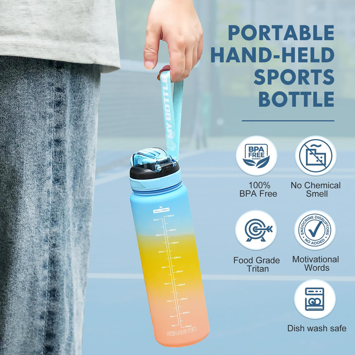 SEASEVEN Flat Water Bottle 750ML for Gym,School Office(Flat Pink)