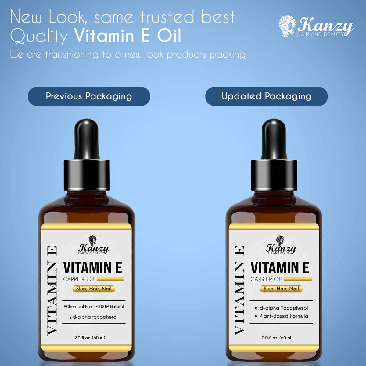 Kanzy Vitamin E Oil for Skin, Hair, Lips and Face - Naturally Sourced Multi-Purpose Plant-Based Vitamin E Oil for Hair Growth as Skincare and Haircare Product for both Men and Women (30 ml)