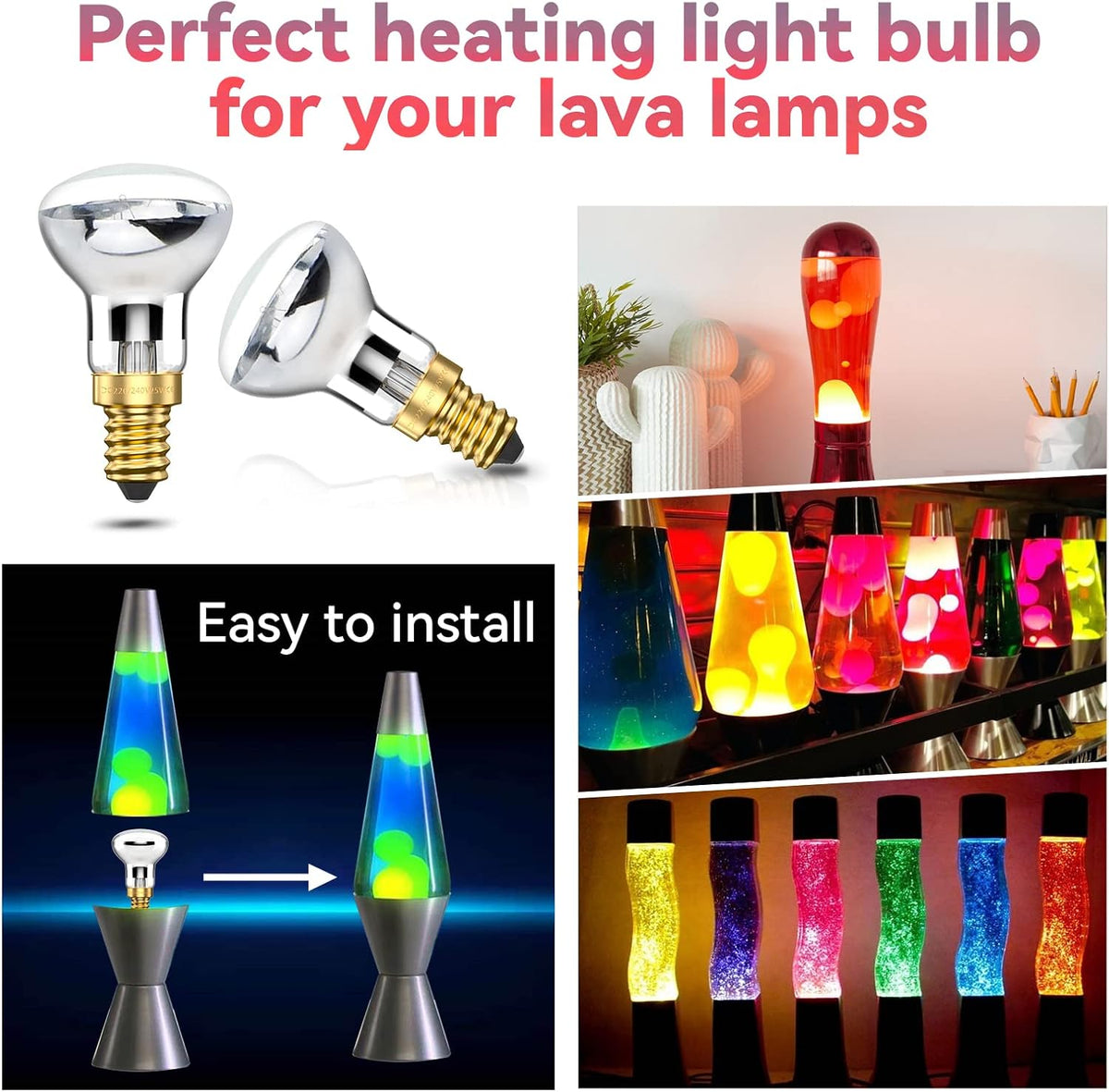 Bonlux 2X R39 E14 Reflector Bulbs Spot Lights Dimmable Lava Lamp 25W Super Bright Small Edison Screw Base SES Energy Saving Light Bulbs Warm White 2400-2600K 360 Degree Wide Beam Angle 240V