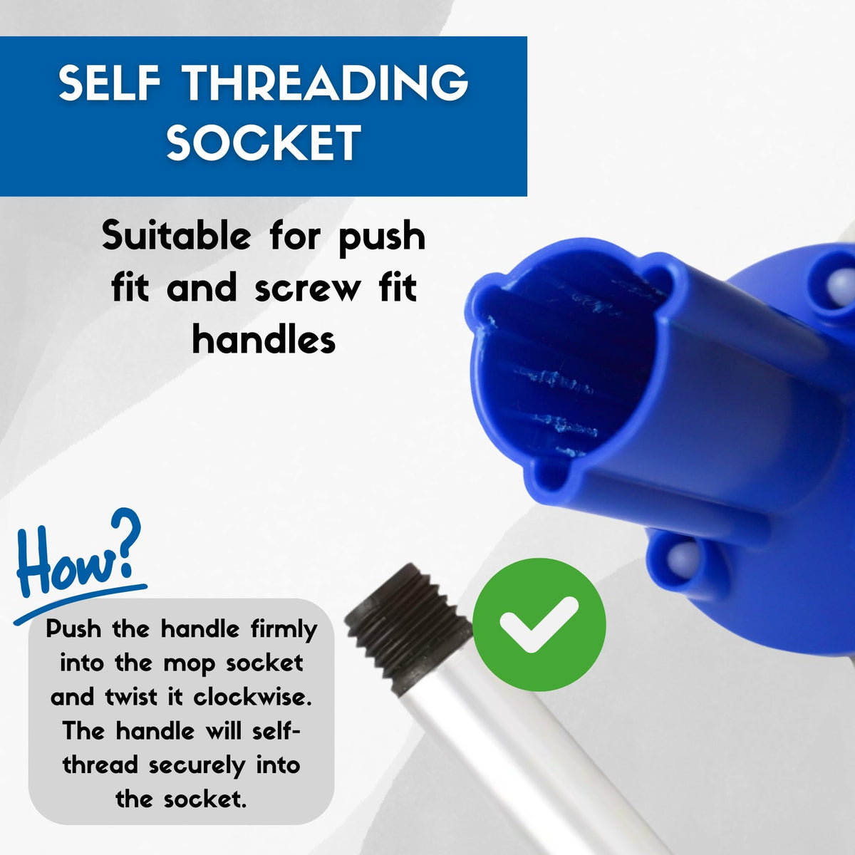 Avern Exel Mop Heads BIG White Push Socket Fit Mop Heads (Pack Of 10) Disposable Super Absorbent Heavy Duty Mops - Colour Coded - Robert Scott (Blue (10 Pack))