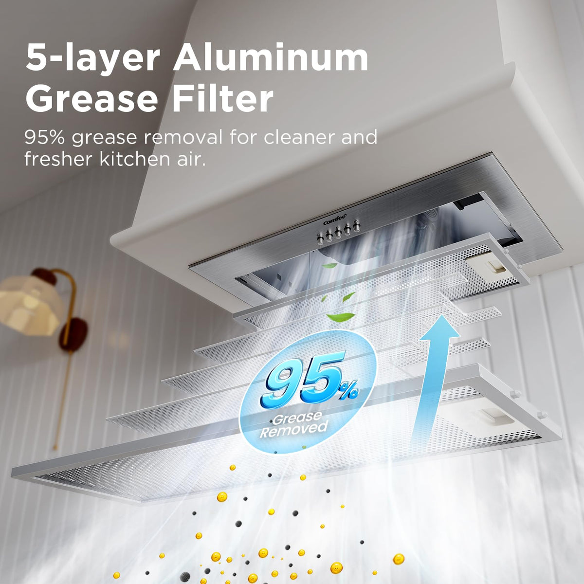COMFEE' Visor Cooker Hood, Under Cabinet, 60cm Extractor Fan Kitchen