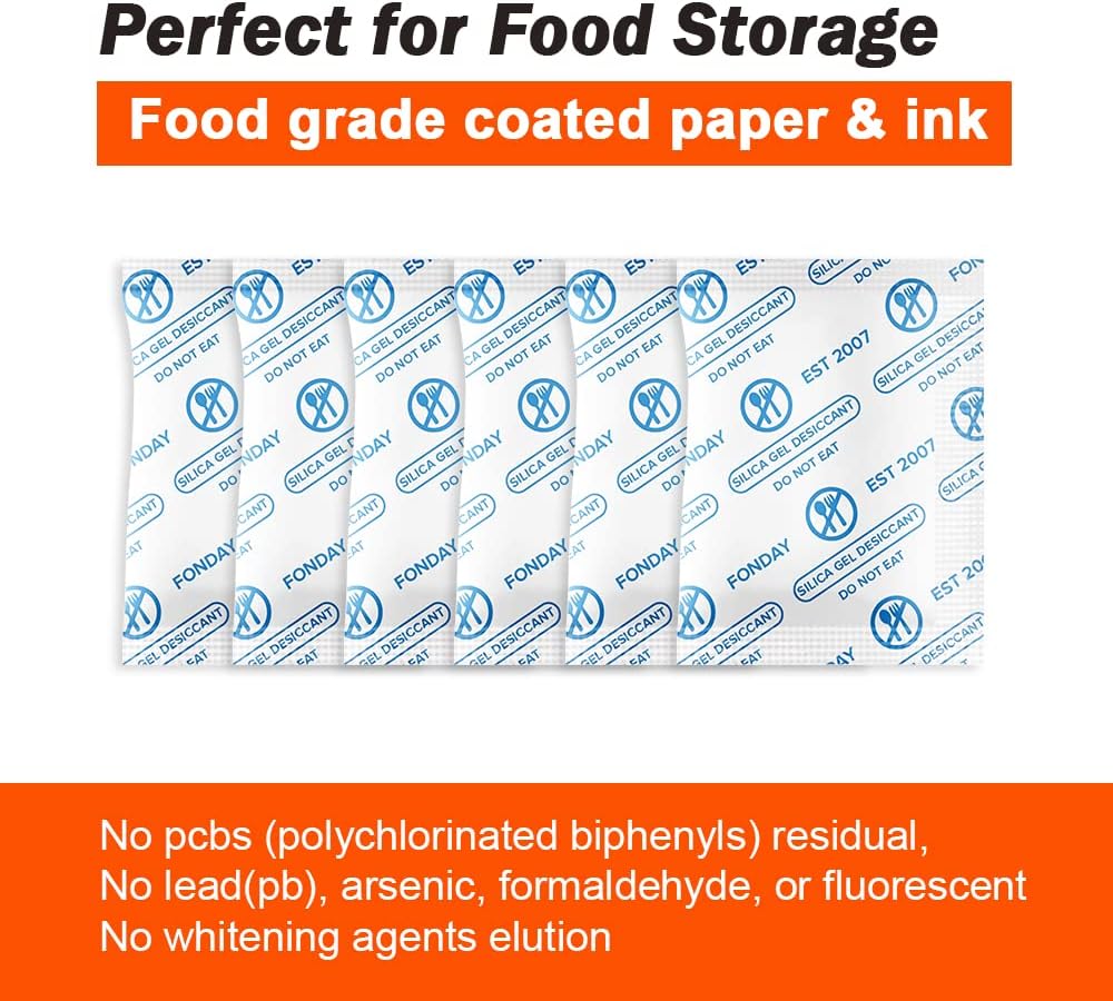 1 Gram 50 Packets Fonday Food Grade Silica Gel Desiccant Packs