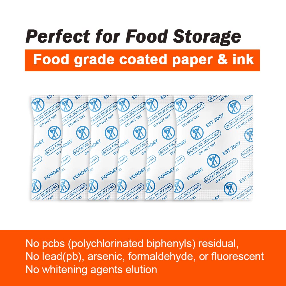 1 Gram 50 Packets Fonday Food Grade Silica Gel Desiccant Packs